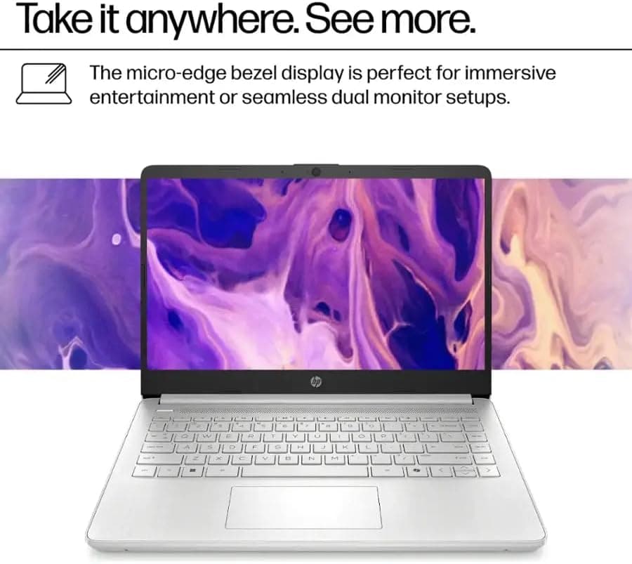 HP 2025 14" Laptop Computer, Intel N150, 16 GB RAM, 512 GB Storage(128GB eMMC + 128GB UFD + 256GB MSD), Copilot AI, Wi-Fi 6, BT 5.4, HD Cam, 1 Year Office 365, Windows 11 Pro, Accessories, Silver Natural Silver - Image 5