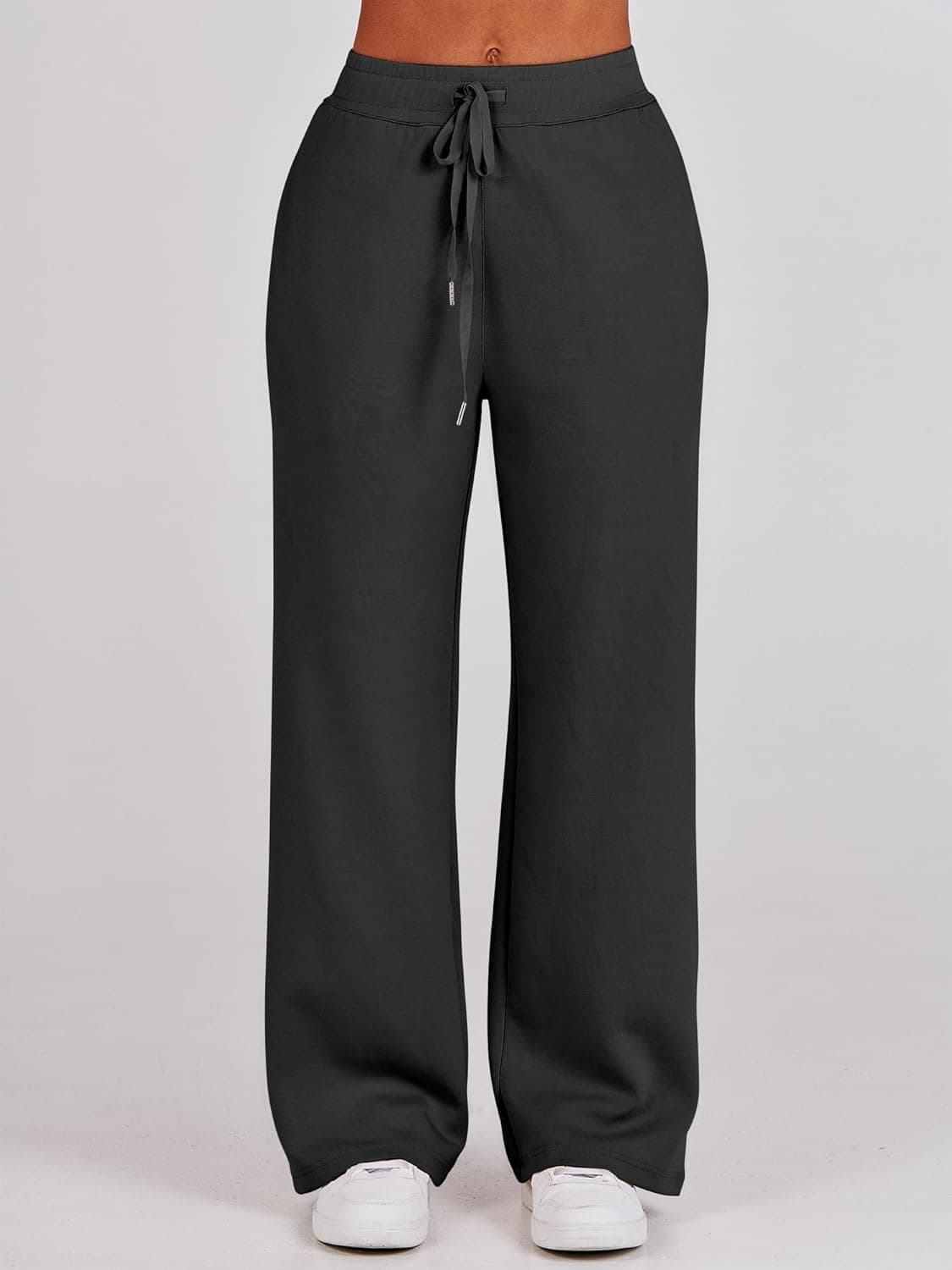 ANRABESS Women 2 Piece Outfits 2025 Fall Fashion Airport Wide Leg Pants Lounge Set Leisure Travel Vacation Clothes Sweatsuits Black Medium - Image 7