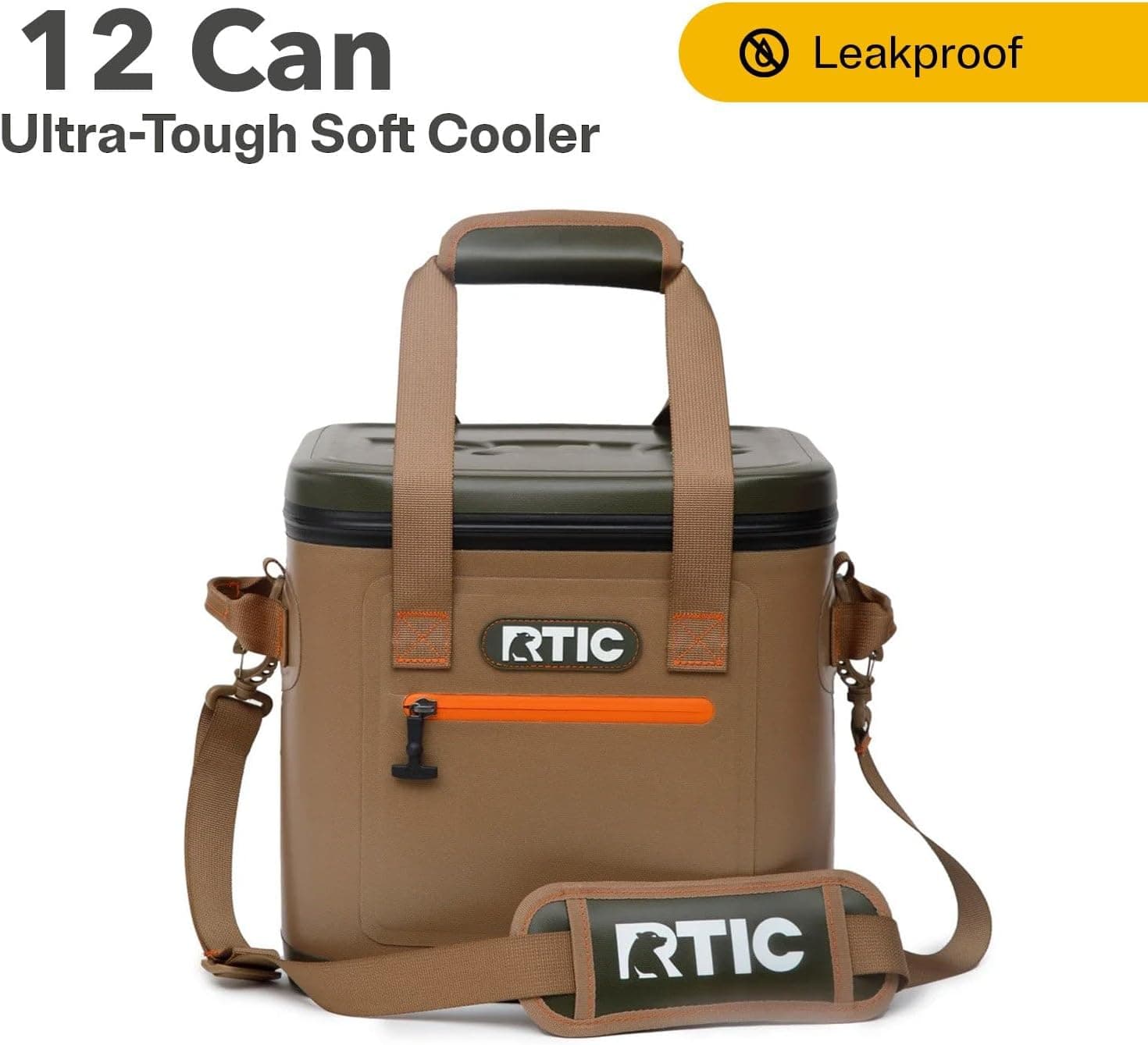 RTIC Ultra-Tough Soft Cooler 12 Can, Insulated Bag Portable Ice Chest for Lunch, Beach, Drink, Beverage, Travel, Camping, Picnic, Car, Trips, Floating Cooler Leak-Proof with Zipper Tan - Image 2