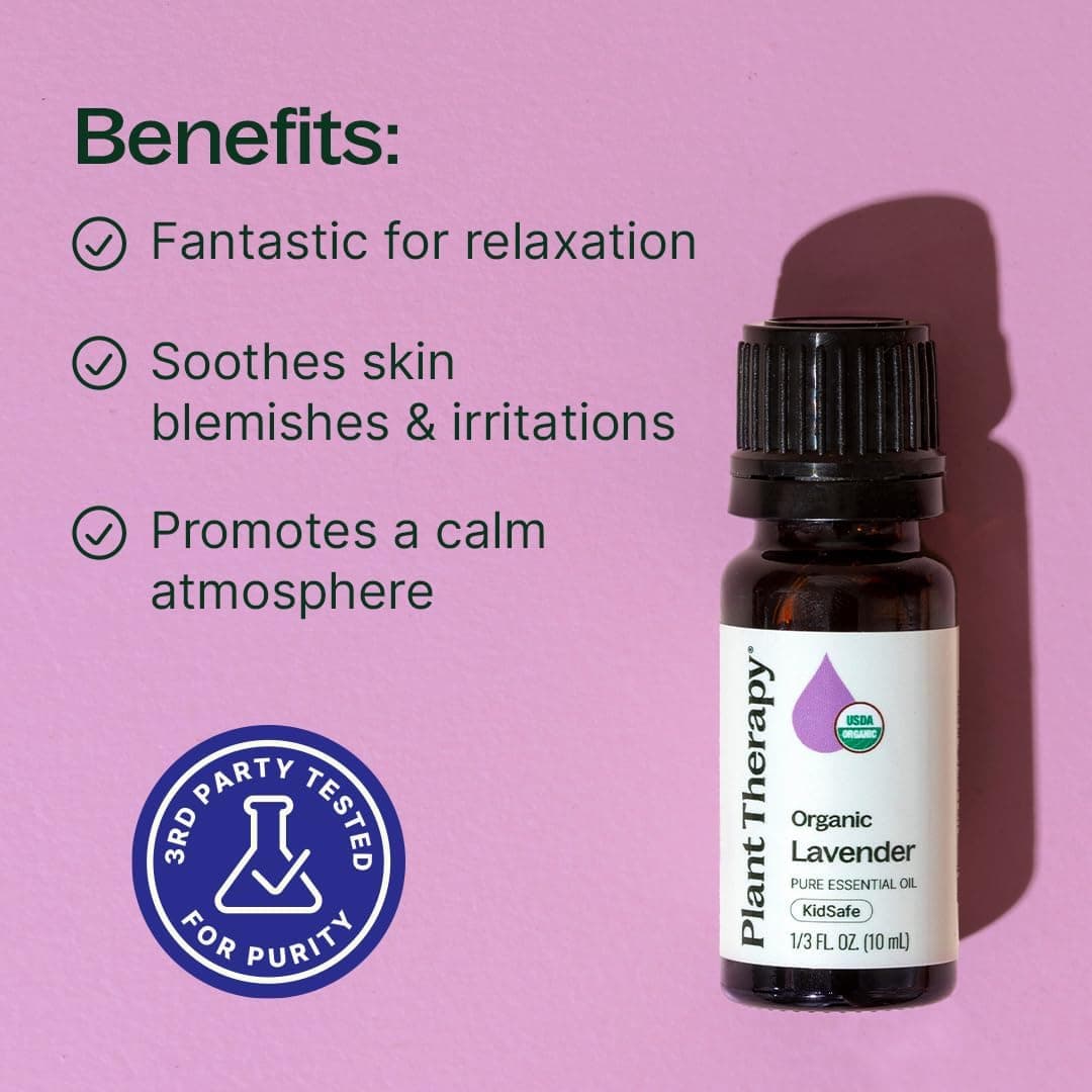 Plant Therapy Organic Lavender Essential Oil 100% Pure, USDA Certified Organic, Undiluted, Natural Aromatherapy, Therapeutic Grade 10 mL (1/3 oz) 0.33 Fl Oz (Pack of 1) - Image 2