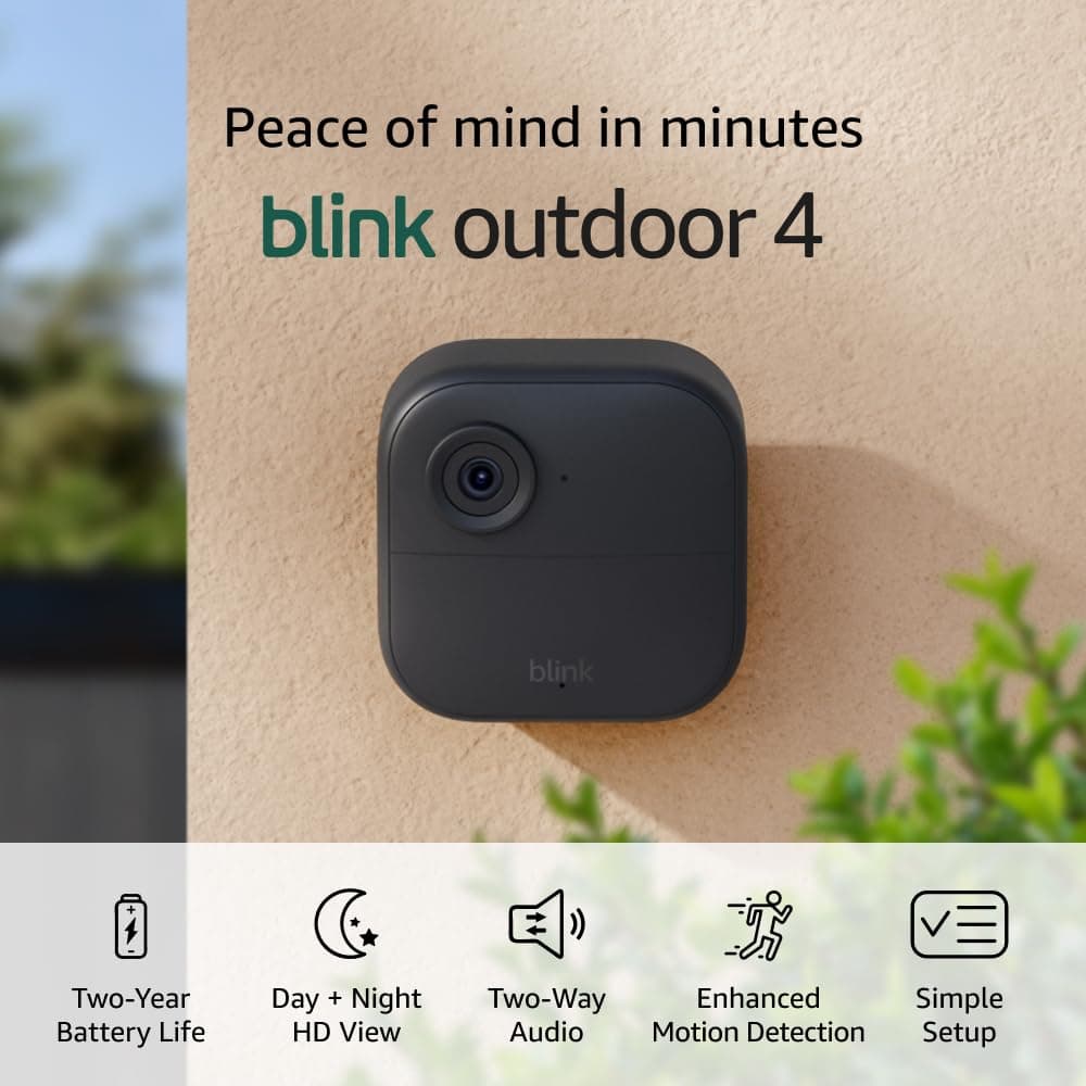 Blink Outdoor 4 – Wireless smart security camera, two-year battery life, 1080p HD day and infrared night live view, two-way talk. Sync Module Core included – 1 camera system Camera (2-year battery life) 1 Camera System - Image 2