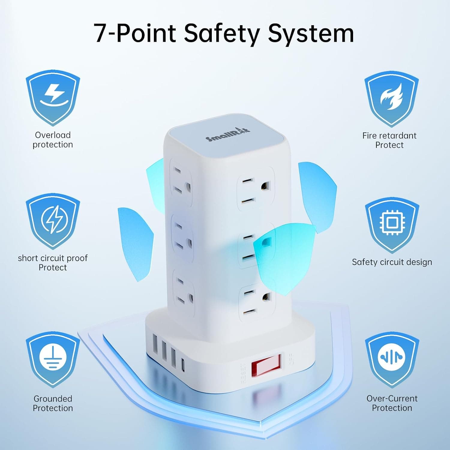 Power Strip with 12 Outlets 4 USB (1 USB C), 6.5Feet Extension Cord with Multiple Outlets, Charging Station - Image 5