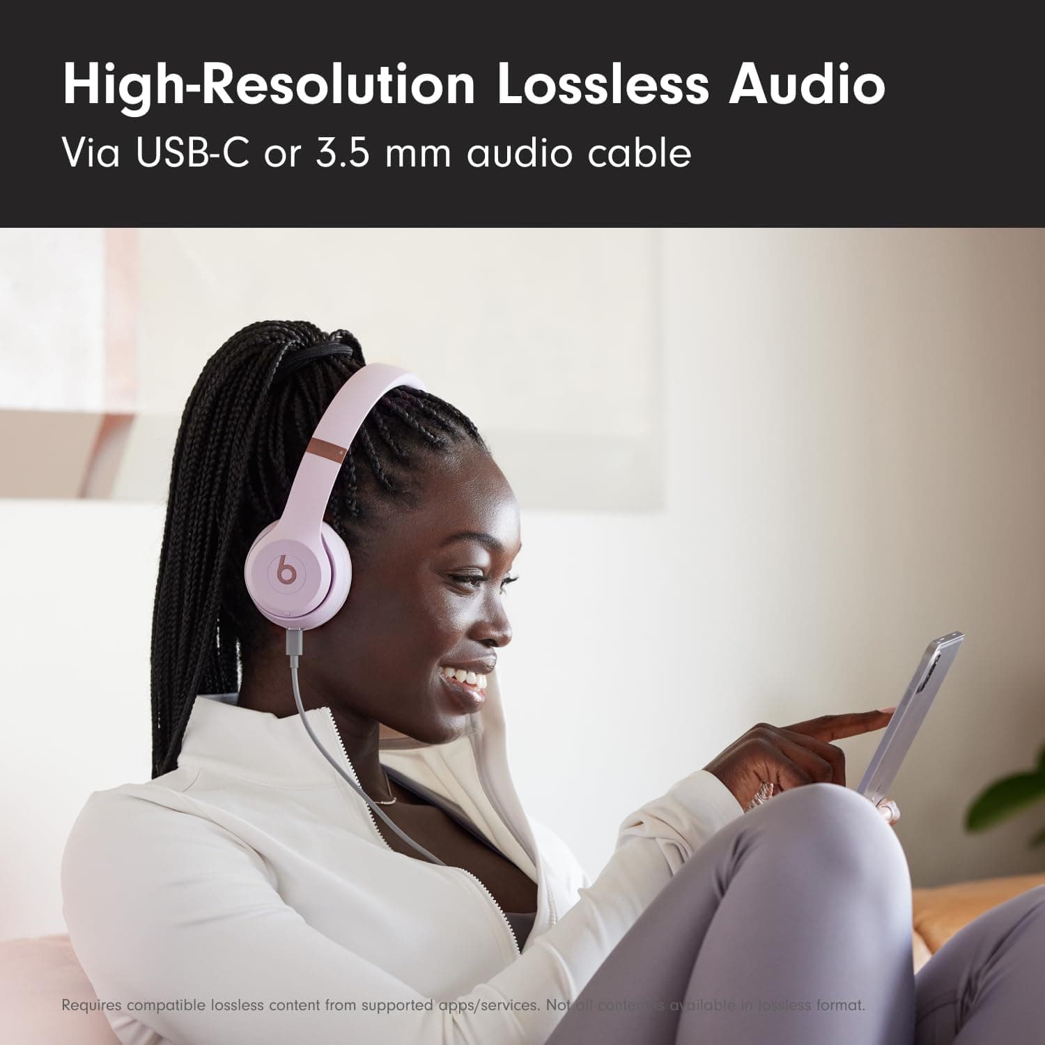 Beats Solo 4 - Wireless On-Ear Bluetooth Headphones, Up to 50-Hour Battery Life, Ultra-Lightweight Comfort, Powerful and Balanced Sound, Apple & Android Compatible - Cloud Pink Cloud Pink Standalone - Image 8
