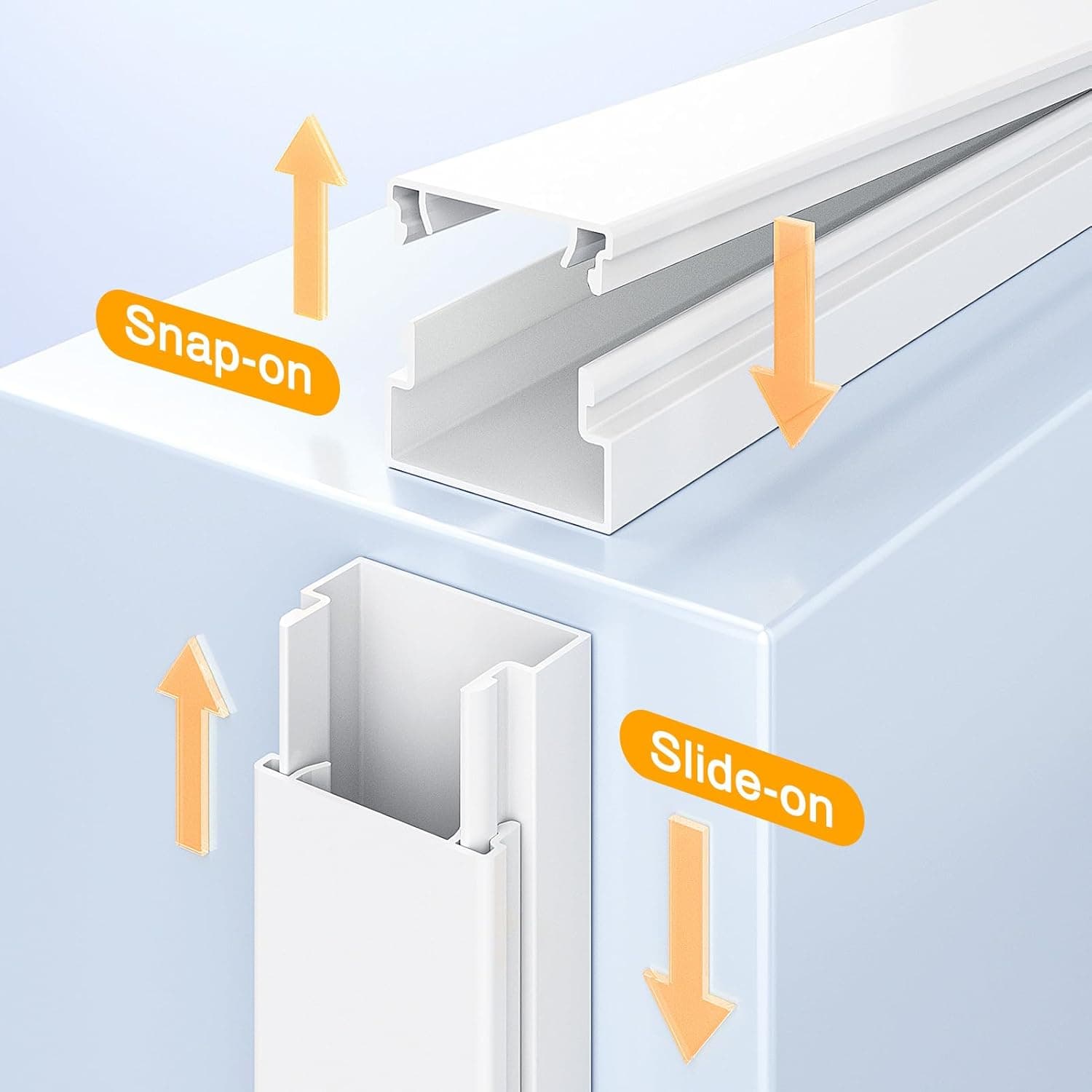 Delamu Cord Hider, 157in Wire Covers for Cords on Wall, Premium Cable Hider Cord Covers for Wires, Cable Management Wire Hiders for TV, Cable Raceway Kit, W0.95 H0.55in, White 157in L x 0.95in W x 0.55in H White - Image 6