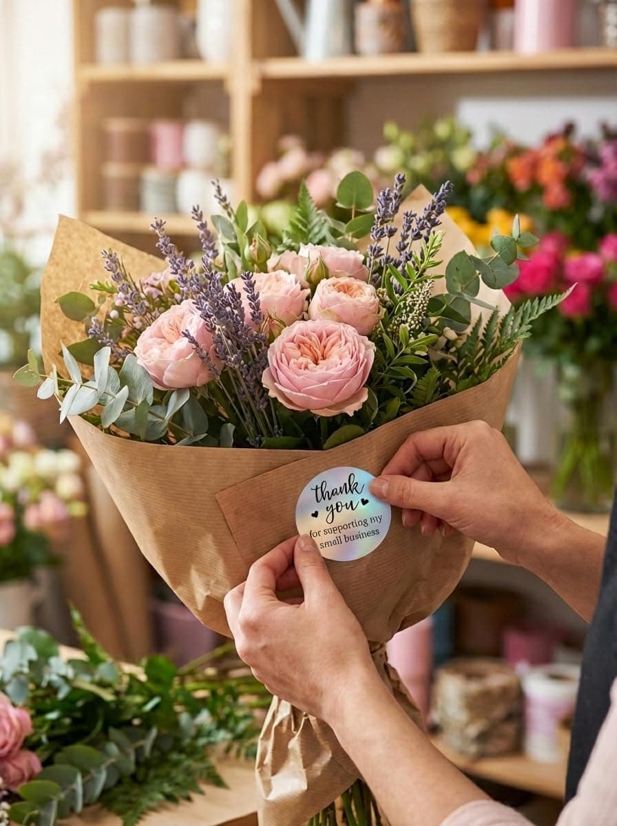 500 PCS Holographic Thank You for Supporting My Small Business Stickers – 1.5 Inch Round Self-Adhesive Waterproof Labels – Eye-Catching Packaging Seals for Orders, Gift Bags, Boxes & Envelopes - Image 2