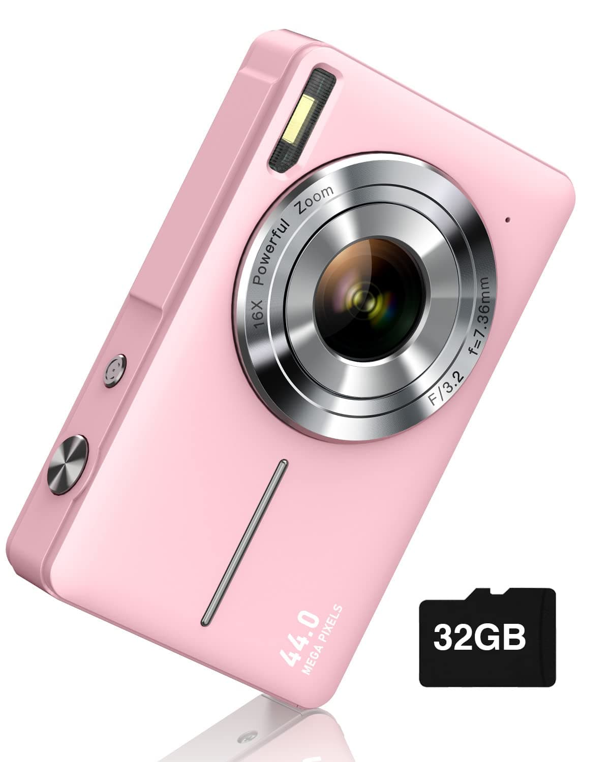 Digital Camera, FHD 1080P Digital Point and Shoot Camera with 16X Zoom Anti Shake, Compact Small Camera for Boys Girls Kids Pink
