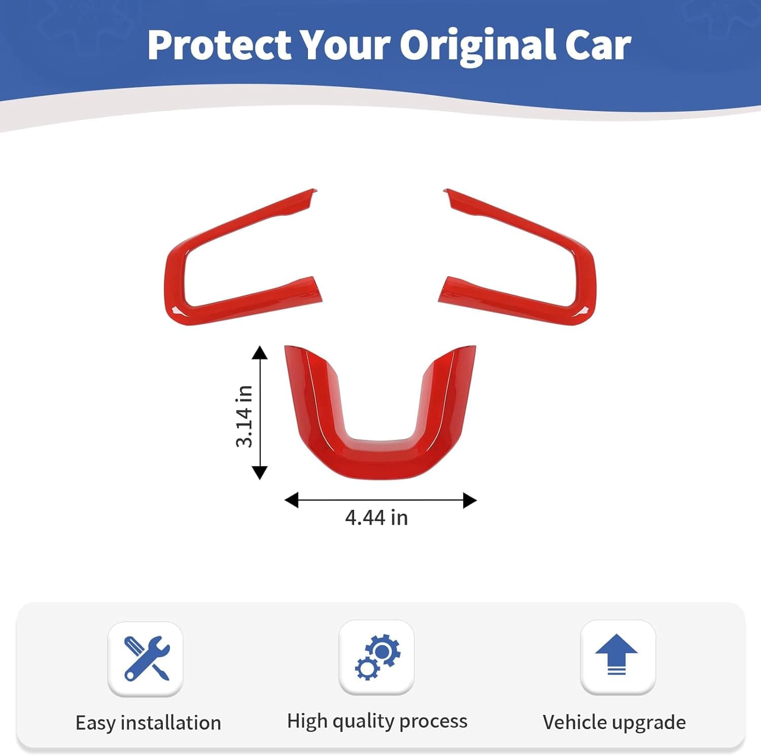 RT-TCZ for Wrangler JL Steering Wheel Trim Decal Panel Red for Jeep Wrangler JL JLU 2018 up for Gladiator JT 2020 up Red Interior Accessories 3pcs - Image 8