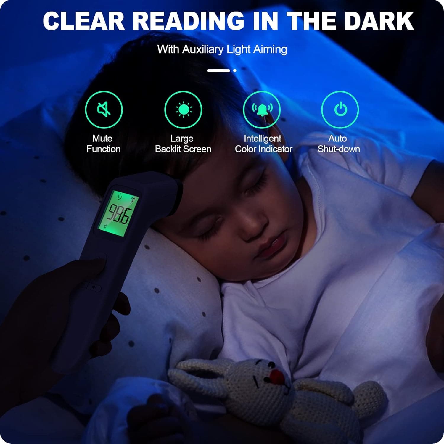 No-Touch Thermometer for Adults and Kids, Accurate Digital Baby Thermometer, Fever Alarm & Silent Mode, 2 in 1 Forehead & Object Mode white - Image 6