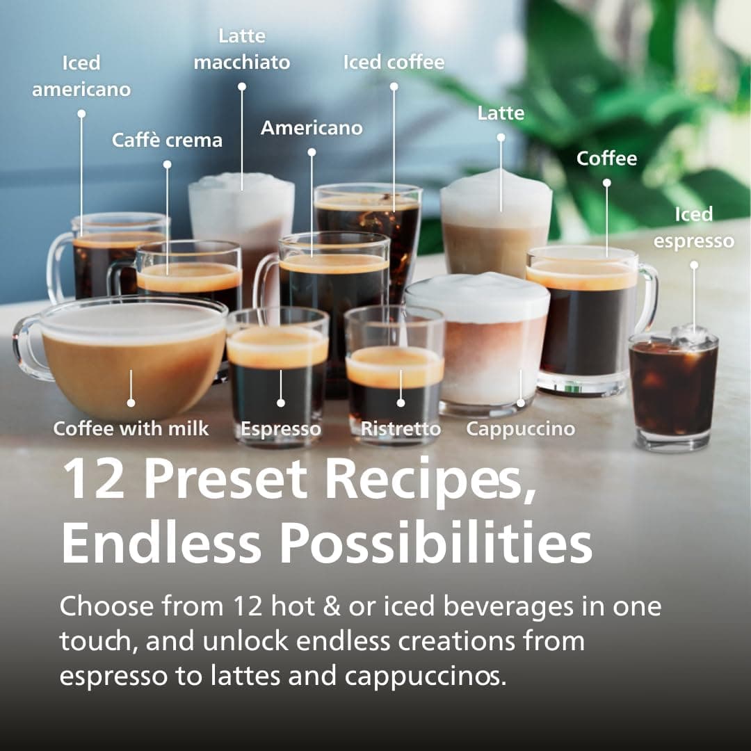 Amazon.com: Philips 4400 Series Fully Automatic Espresso Machine, LatteGo Milk System, Integrated Grinder, 12 Hot & Iced Coffee Pre-Sets, Quick Start, SilentBrew, 15-Bar Pressure, Black Chrome (EP4444/90): Home & Kitchen - Image 4