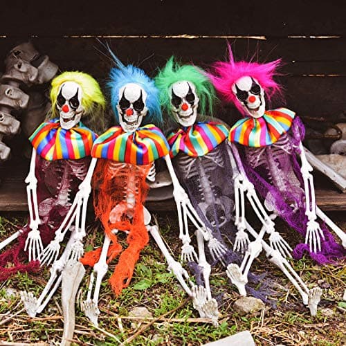 FUN LITTLE TOYS 4 Pack Halloween Decorations - Outdoor/Indoor Clown Yard Patio House Decor for Haunted House Props