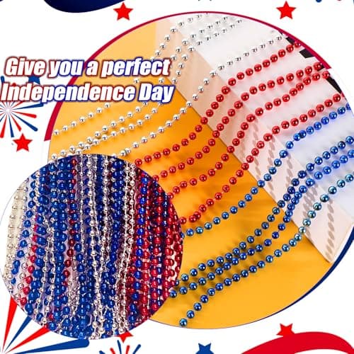 Maazusa July 4 Poncho Costume Accessories, Adult Poncho, Women's American Layered Headdress, Layered Necklace, Stockings, Sleeves for Independence Day Woman Girl - Image 4