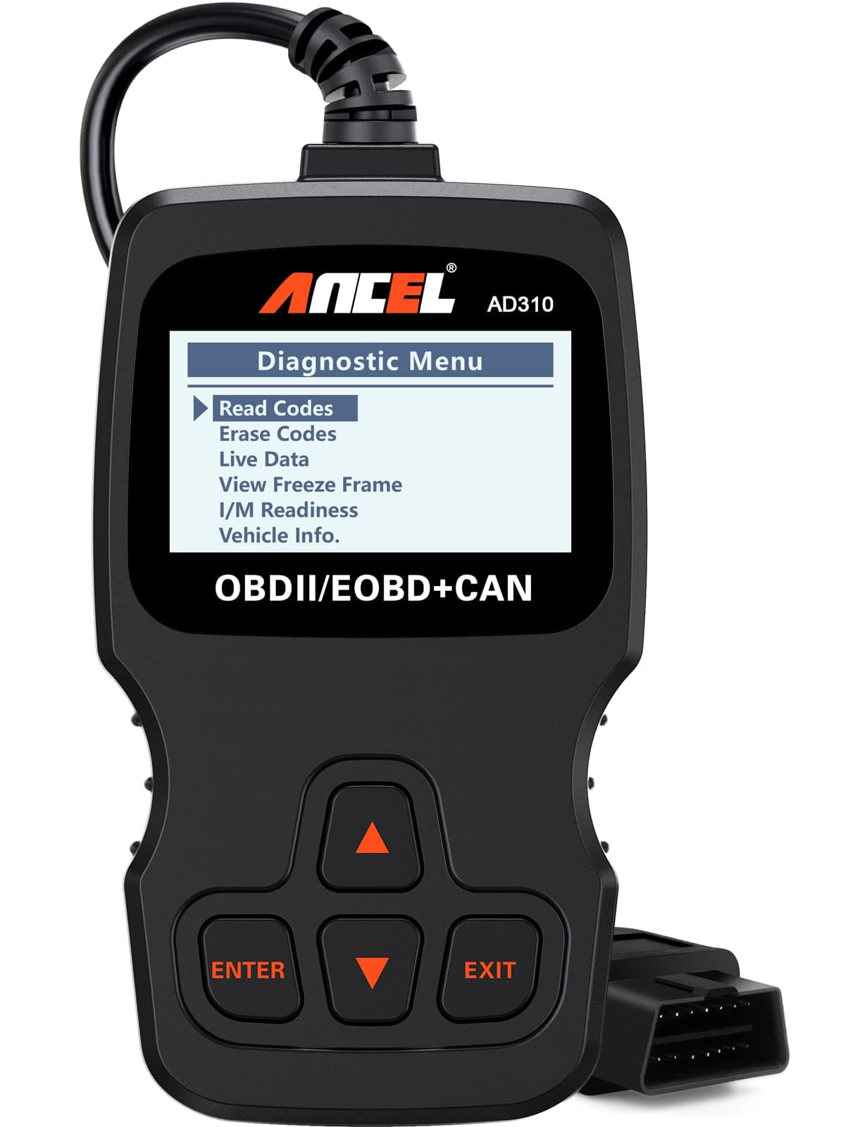 ANCEL AD310 Scanner OBD II Classique Amélioré Universel Lecteur de Codes de Panne Moteur Outil de Diagnostic CAN, Lire et Effacer les Codes d'Erreur pour Véhicules OBD2 de 1996 ou Plus Récents (Noir)