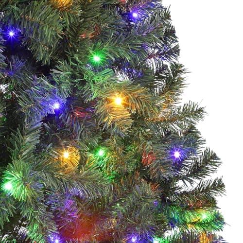 7.5ft Prelit Christmas Tree - Fluffy Fraser Fir with 600 Multicolor Lights & 9 Modes, Hinged Branches & 1300 Tips, Artificial Christmas Tree Includes Stand with Foot Switch for Holiday Home Decor - Image 4