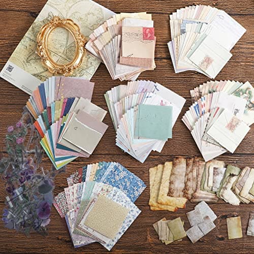 445 PCS Vintage Scrapbook Paper Journaling Scrapbooking Supplies Kit Aesthetic Decorative Craft Paper include 40 Sheet Flowers Stickers for Planner, Bullet Journaling, Junk Journal, Retro Crafts - Image 2