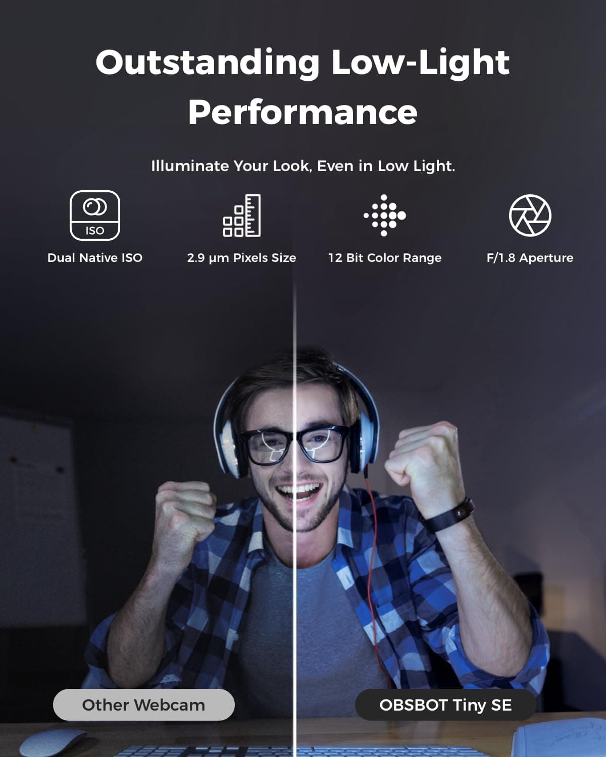 OBSBOT Tiny SE 1080P 100FPS Webcam for PC, AI Tracking PTZ Streaming Camera with 1/2.8" Sensor, Gesture Control, Dual ISO, Staggered HDR, Web Camera for Desktop Computer, Laptop, Meeting, Video Calls - Image 7