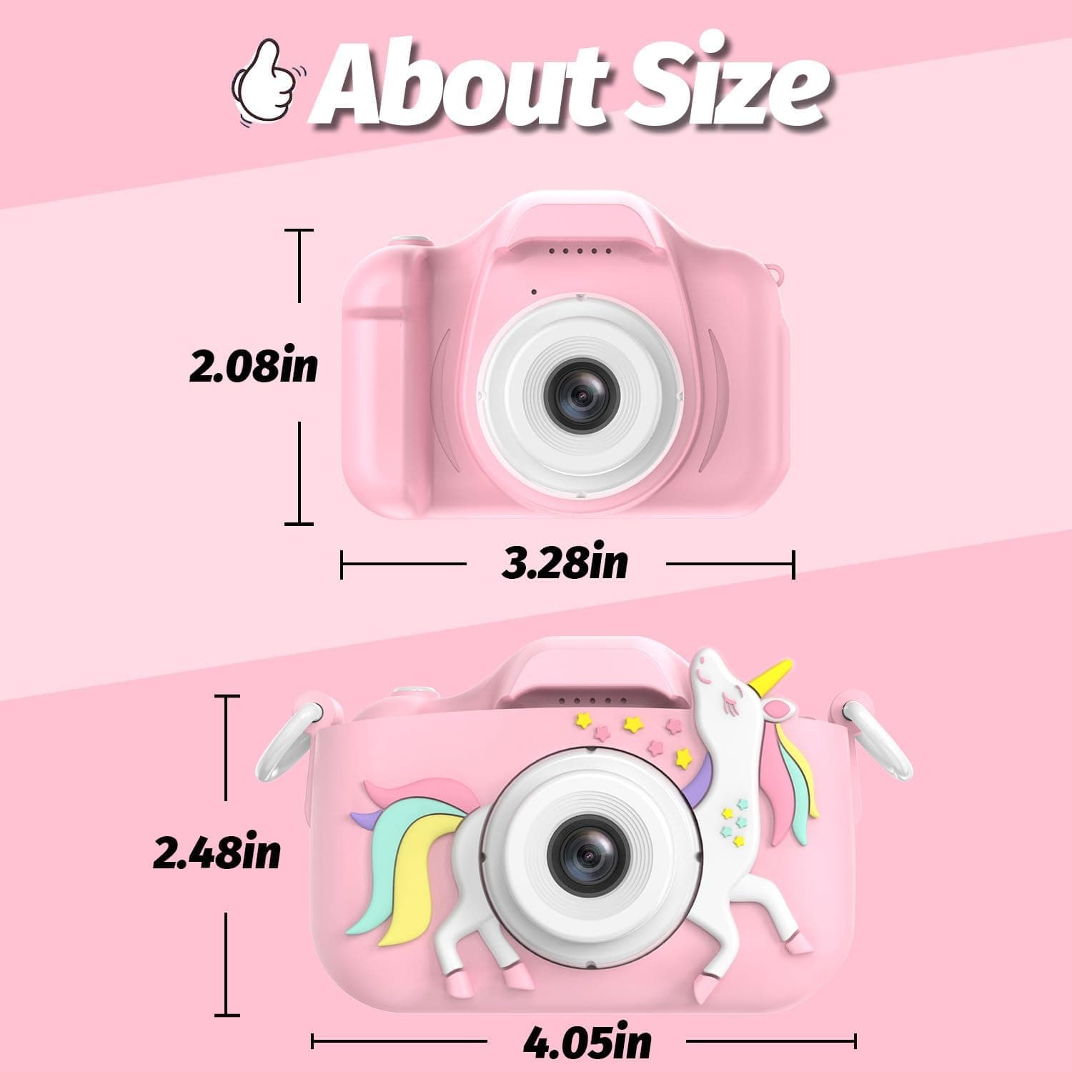 Goopow Kids Camera Toys for 3-8 Year Old Girls Boys,Children Digital Video Camcorder Camera with Cartoon Soft Cover, Best Chritmas Birthday Festival Gift for Kids - 32G SD Card Included Pink-DJS - Image 3