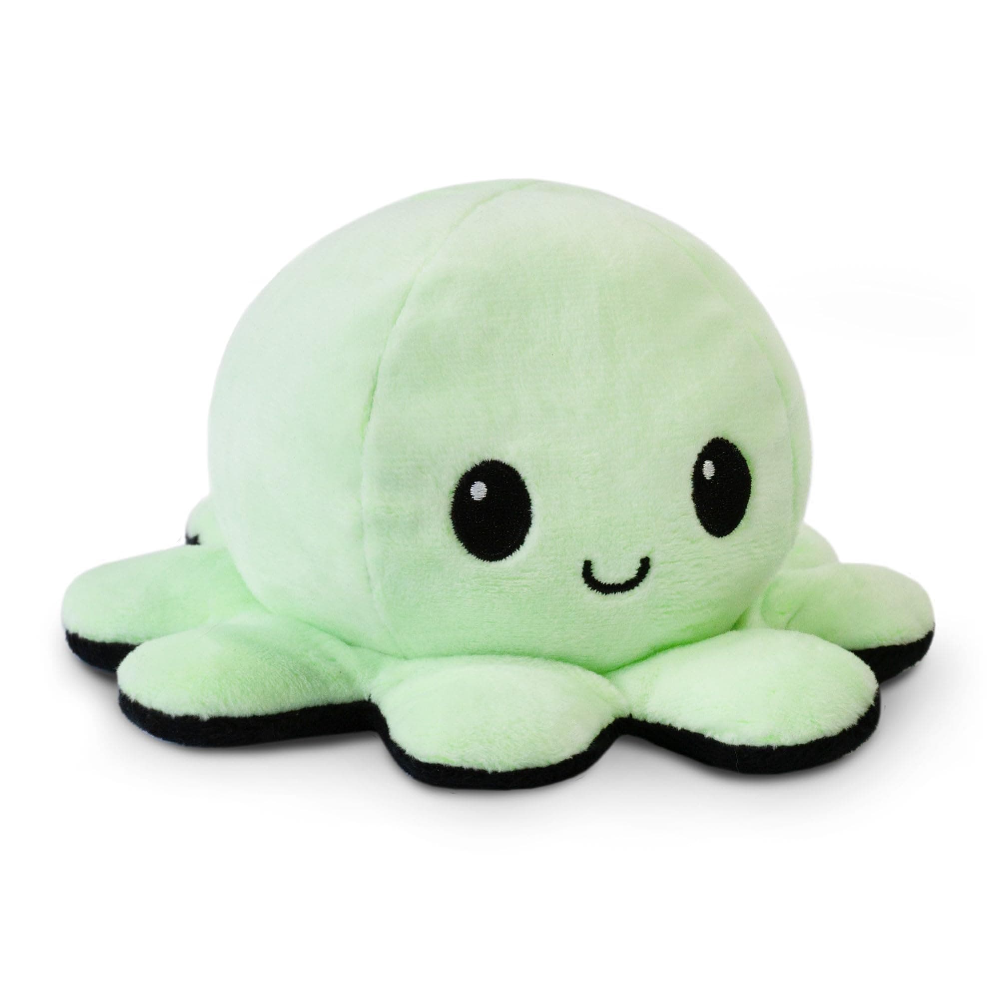 TeeTurtle - The Original Reversible Octopus Plushie - Glow in the Dark - Cute Sensory Fidget Stuffed Animals That Show Your Mood Black + Glow in the Dark