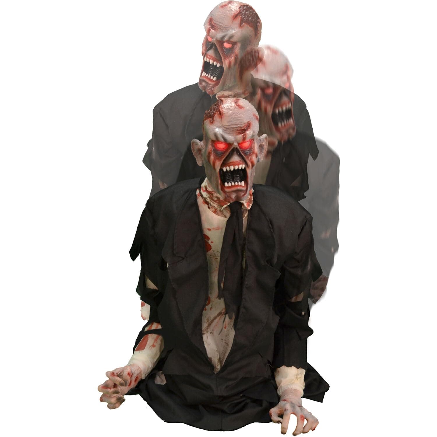 Haunted Hill Farm Damien by Tekky, Battery-Operated, Motion and Sound Activated Animatronic Zombie with Sound Effects and Lights for Indoor or Covered Outdoor Creepy Halloween Decoration 35" Animated Damien