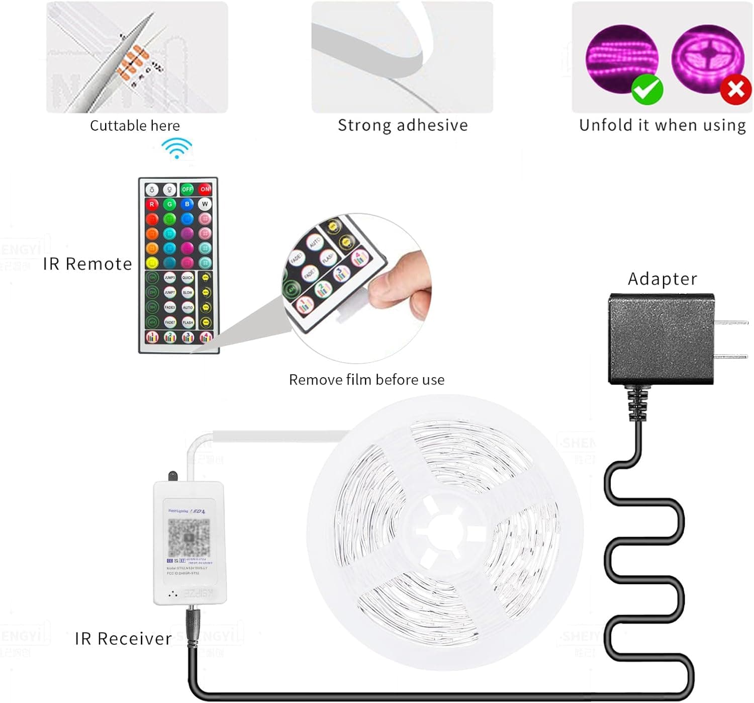 KSIPZE Cinta LED de 100 pies RGB con Sincronización de Música, Luces LED que Cambian de Color con Control de App Inteligente, Luces LED para Iluminación de Dormitorio, Decoración Flexible para el Hogar de 100 pies - Image 6
