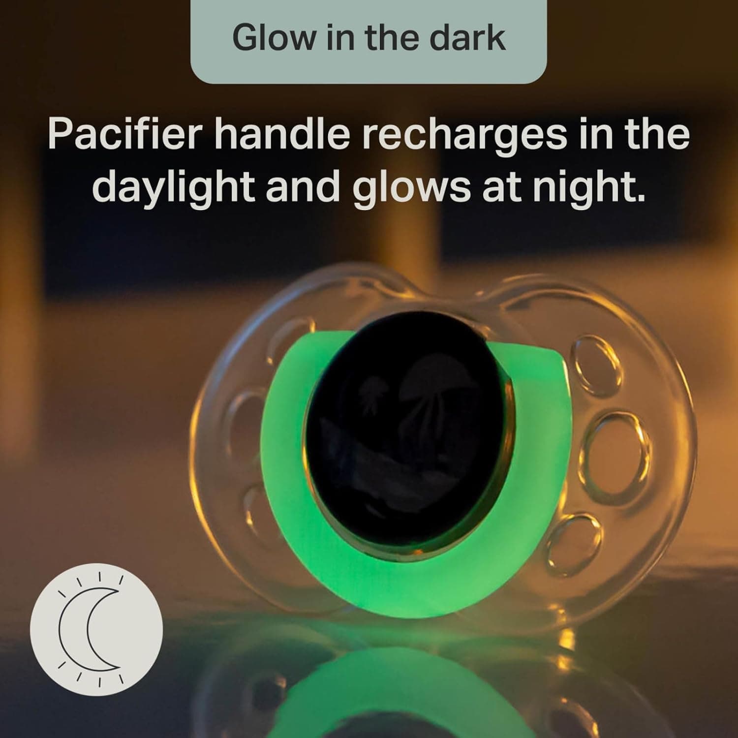 Tommee Tippee Night Time Pacifier, 18-36 Months, Symmetrical Silicone Baglet, BPA-Free Binkies, Glow in The Dark Technology, Green Rainbow, Pack of 6 Green Rainbow 18-36 Month (Pack of 6) - Image 5