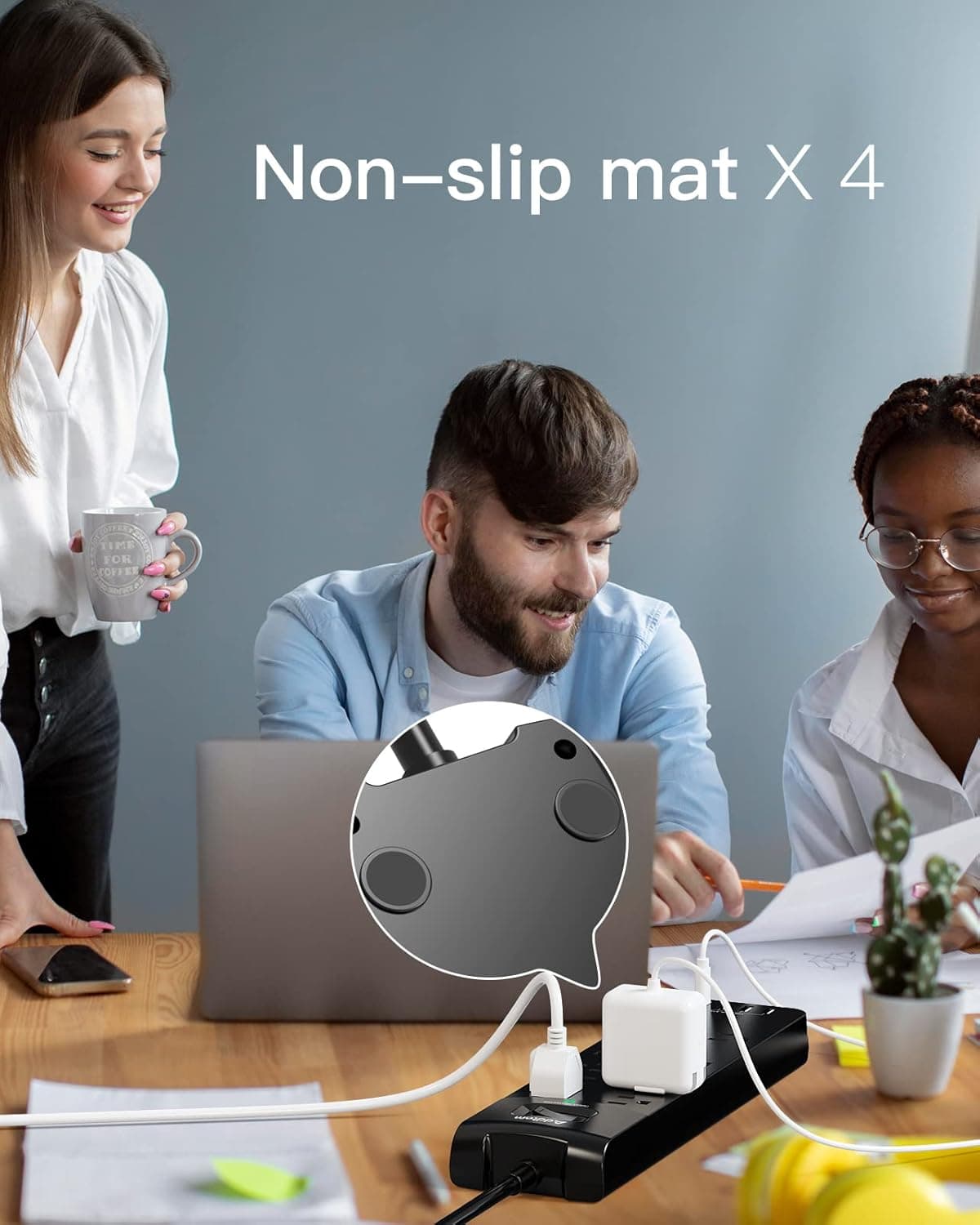 Regleta de enchufes - Addtam Protector contra sobretensiones con 10 salidas y 4 puertos USB, cable de extensión de 6 pies con enchufe plano, 2700 julios, listado por ETL, negro 6 - FT negro - Image 7