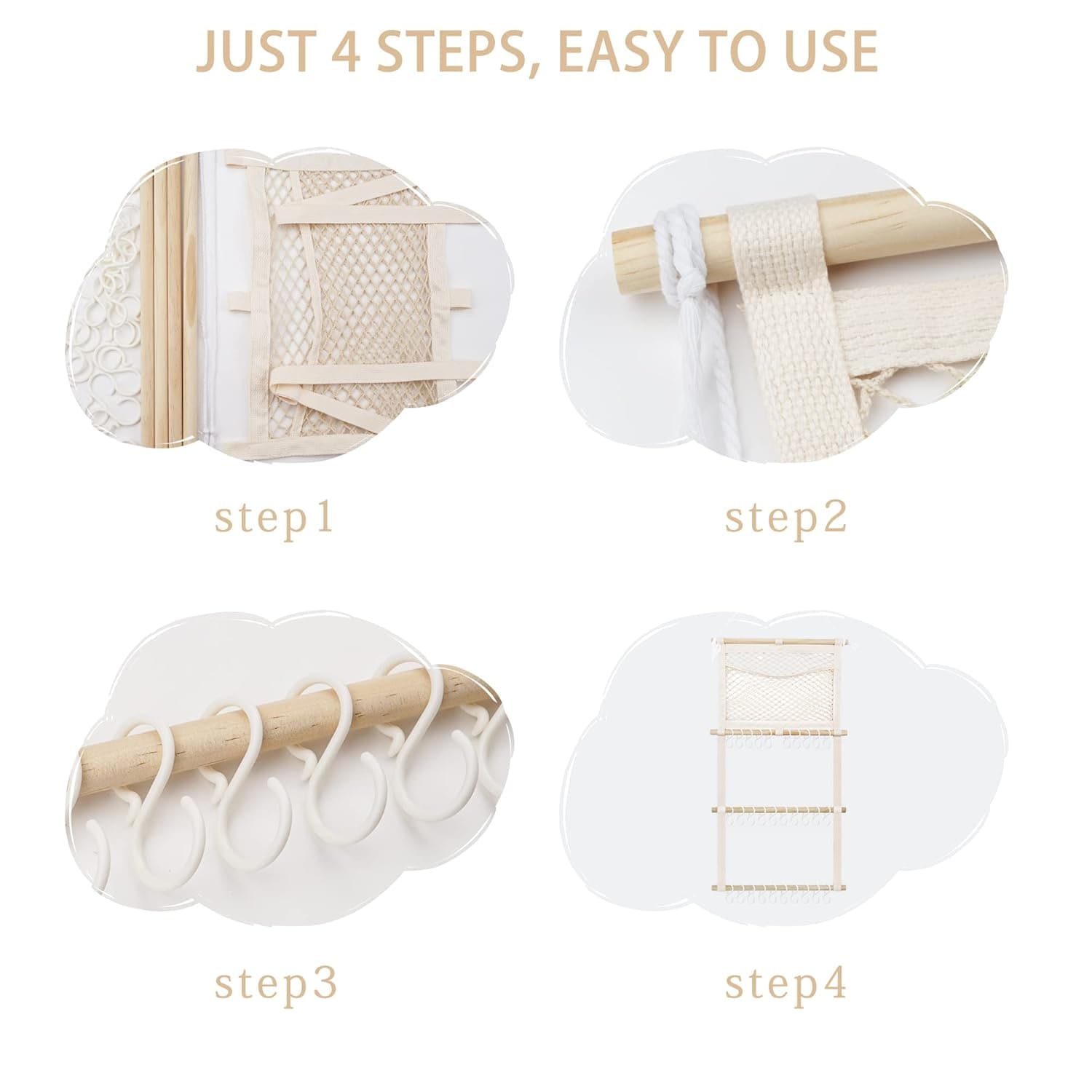 kangaroo Headband Holder Hair Bows Organizer for Baby Girls Large Capacity Bow Holder Hair Accessories Wall Hanging Organizer for Toddler Baby Girl Nursery Room Decor Beige - Image 5