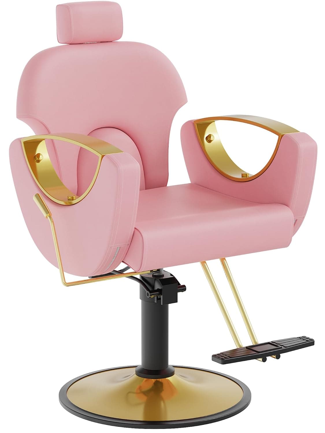 Barber Chair for Hair Stylist, Height Adjustable Hydraulic Hair Reclining Salon Chair, 360 Degrees Rotation, Multi-Function Shampoo Chair for Salon Barbershop (Modern Pink) - Image 2
