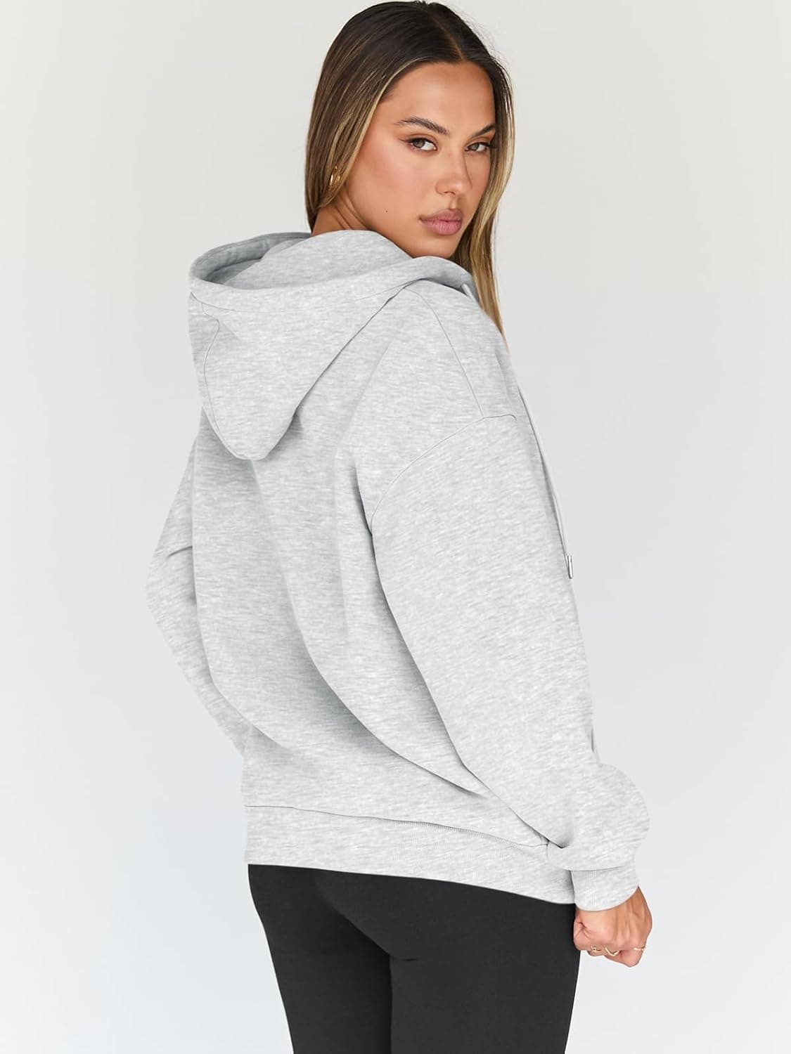 Trendy Queen Womens Zip Up Hoodies 2026 Oversized Sweatshirt Medium Grey - Image 4