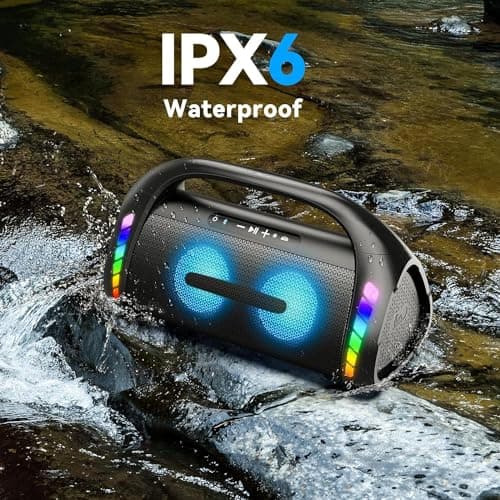 LFS Bluetooth Speaker,100W RMS Loud Speakers Bluetooth Wireless with Deep Bass, LED Lights, IPX6 Waterproof, 30H Playtime, Portable Outdoor Speaker Boombox for Camping,Beach, Party - Image 6