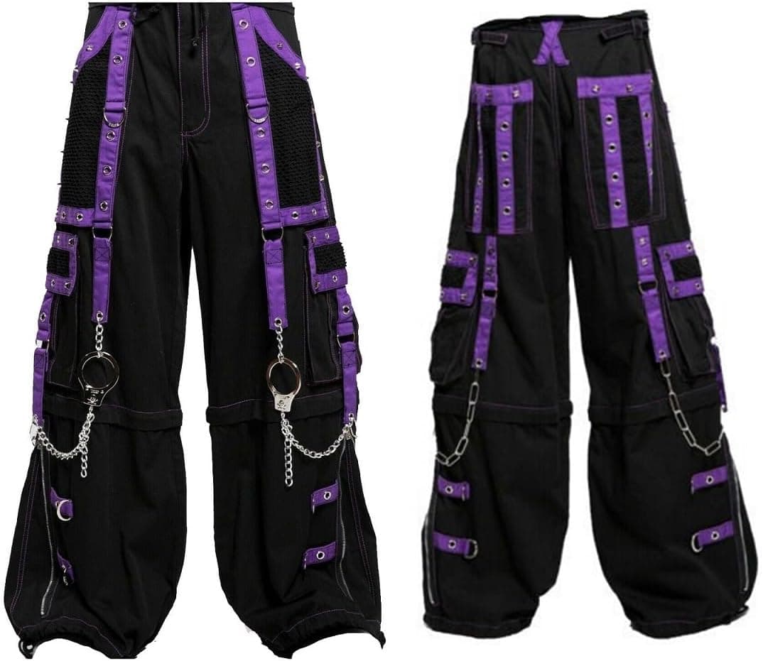 Men's Pant Black/Purple Punk Baggy Pant W/Chrome Rings & Chain/USA 3X-Large Black/Purple - Image 2