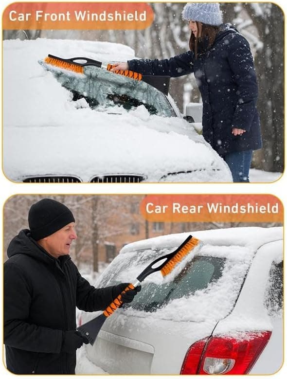 EcoNour 27" Aluminum Ice Scrapers for Car Windshield | Car Snow Scraper Window and Snow Brush with Ergonomic Foam Grip Winter Accessories (Orange) Orange 27" - Image 8