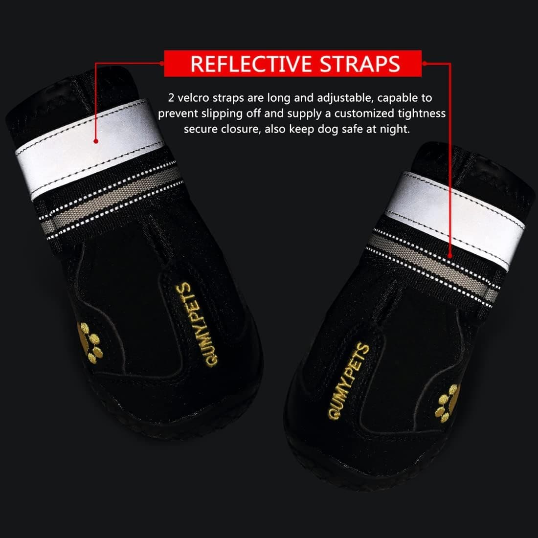 QUMY Dog Shoes for Large Dogs, Medium Dog Boots & Paw Protectors for Winter Snowy Day, Summer Hot Pavement, Water-Resistant in Rainy Weather, Outdoor Walking, Indoor Hardfloors Skid-Resistant Sole Black Size 6: 2.6''x3.0''(W*L) (Pack of 4) - Image 5