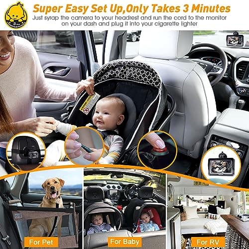 DoHonest Baby Car Camera HD 1080P - Rear-Facing Car Baby Monitor with Night Vision, Adjustable View Angle, Easy Setup, Anti-Glare Display, Safety for Kids & Infants - Image 2