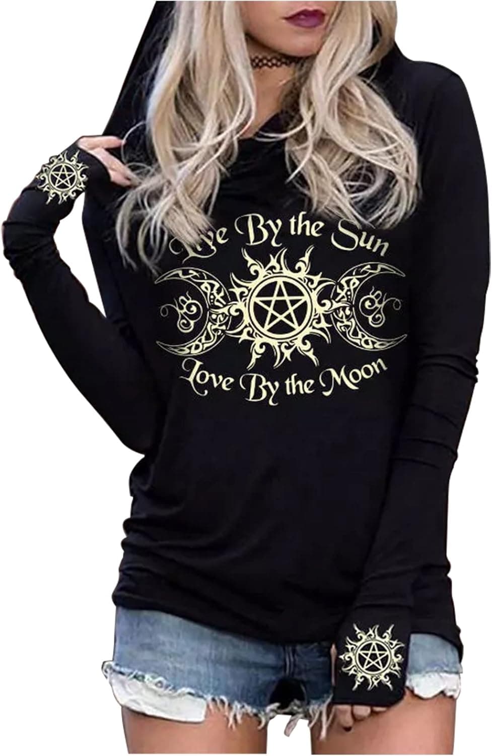 CHUNTIANRAN Hoodies Shirts for Women Early Fall Long Sleeve Tops Vintage Graphic Outfits Tops Fashion Pullover Tees 2025 Black Medium - Image 2