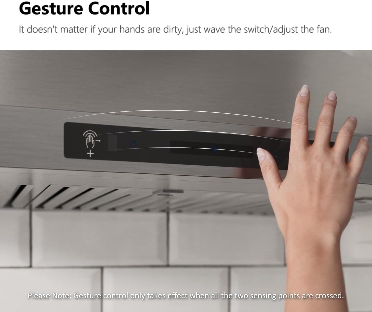 IKTCH 30-inch Wall Mount Range Hood 900 CFM Ducted/Ductless Convertible, Kitchen Chimney Vent Stainless Steel with Gesture Sensing & Touch Control Switch Panel, 2 Pcs Adjustable Lights(IKP02-30'') 30" 900CFM Stainless Steel - Image 4