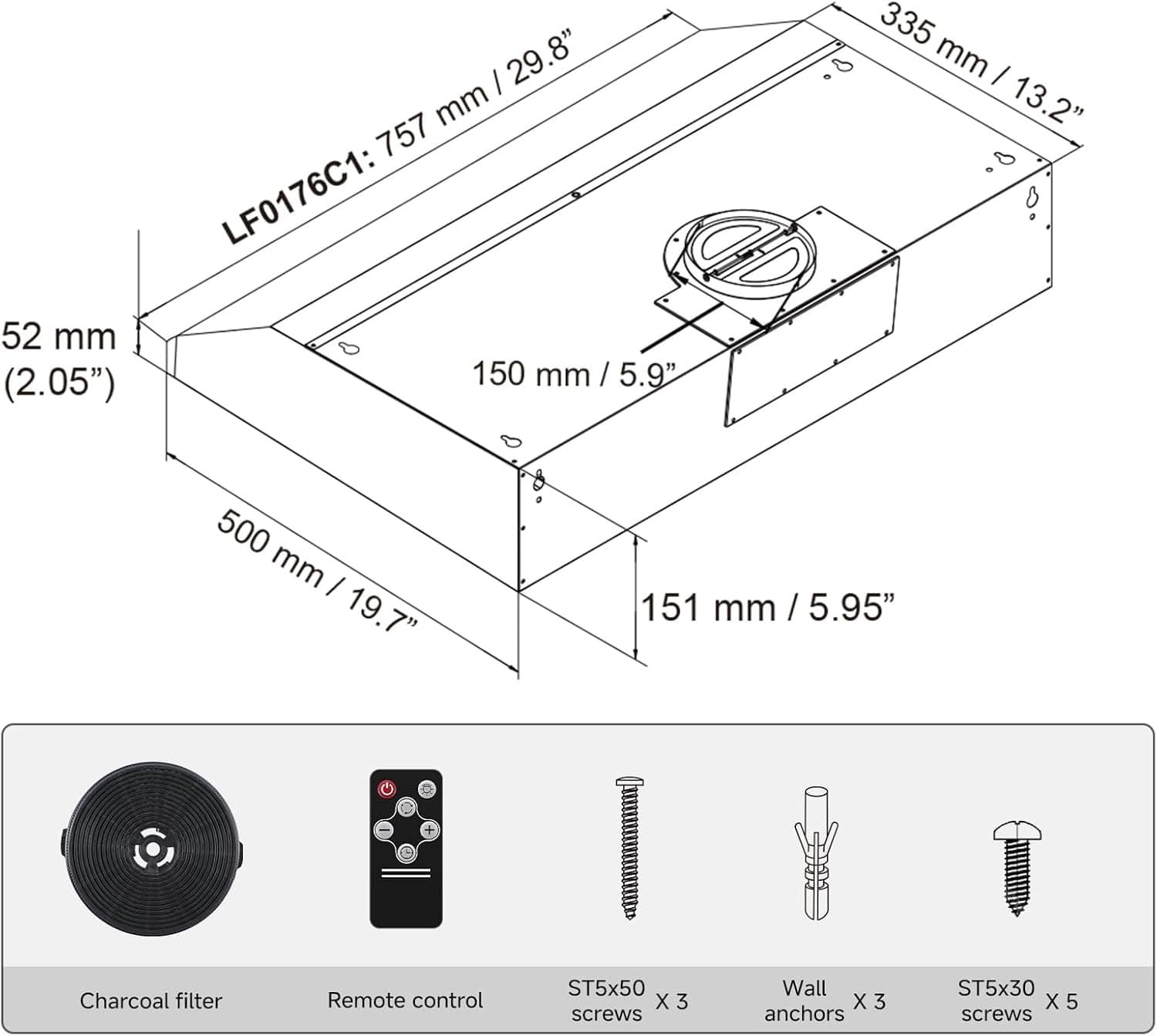 AMZCHEF Under Cabinet Range Hood 30 Inch, 750CFM Stainless Steel Kitchen Stove Vent Hood 3 Speed Exhaust Fan Touch/Remote/Gesture Control LED lights Time Setting Dishwasher-Safe Baffle Filters - Image 9
