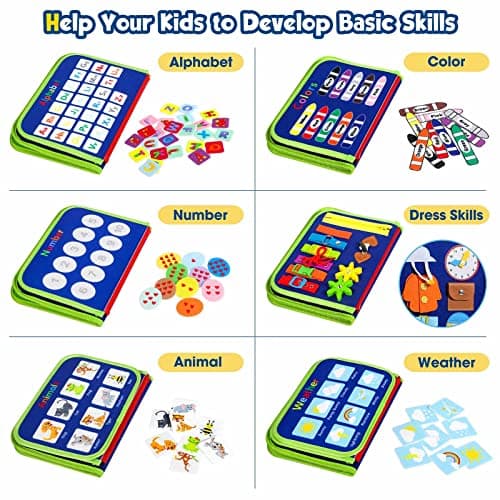 Winblo Toddler Busy Board - Montessori Toys for Toddler Boy Birthday Gift, Educational Learning Sensory Busy Book for Toddler Boys, Toddlers Activities Toy for Airplane Car Travel - Image 2
