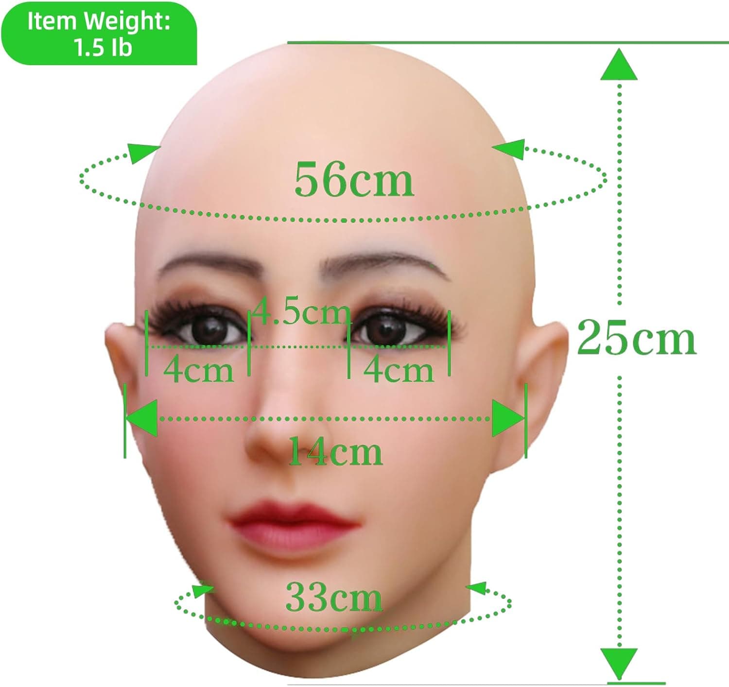 Silicone Female Mask Realistic Face with Makeup for Crossdressing Cosplay Drag Queen Beige - Image 2