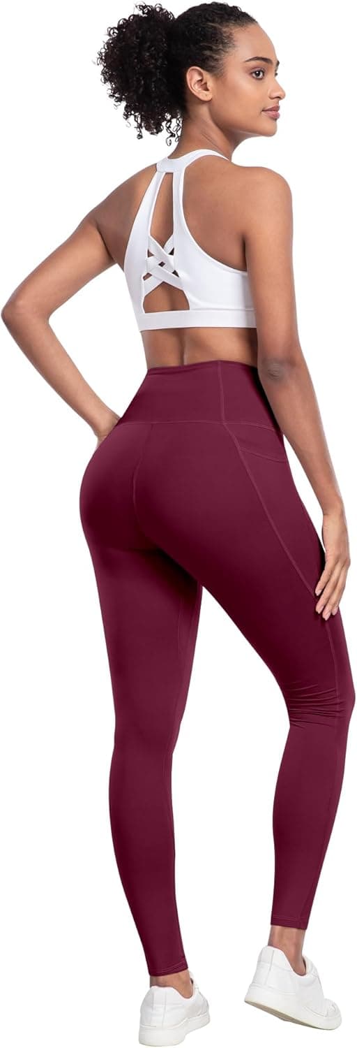 LZYVOO Leggings with Pockets for Women, 6 Packs Soft High Waisted Tummy Control Workout Yoga Pants 6 Packs - Black,gray,navy,burgundy,army Green,brown X-Large - Image 6