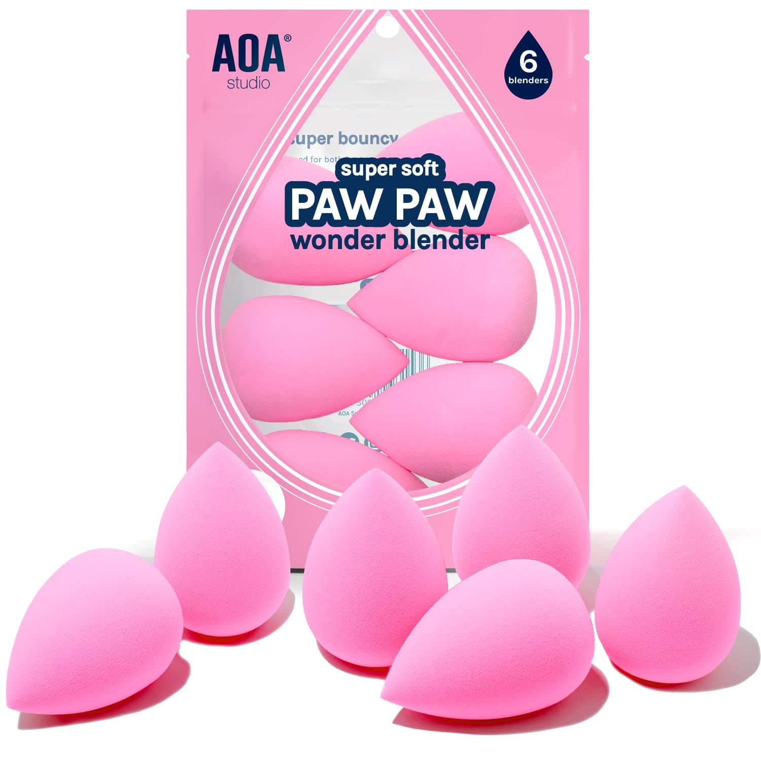 AOA Studio Collection makeup Sponge Set Latex Free and High-definition Set of 6 makeup Wonder blender For Powder Cream and Liquid, Super Soft Wonder Beauty Cosmetic - Image 2
