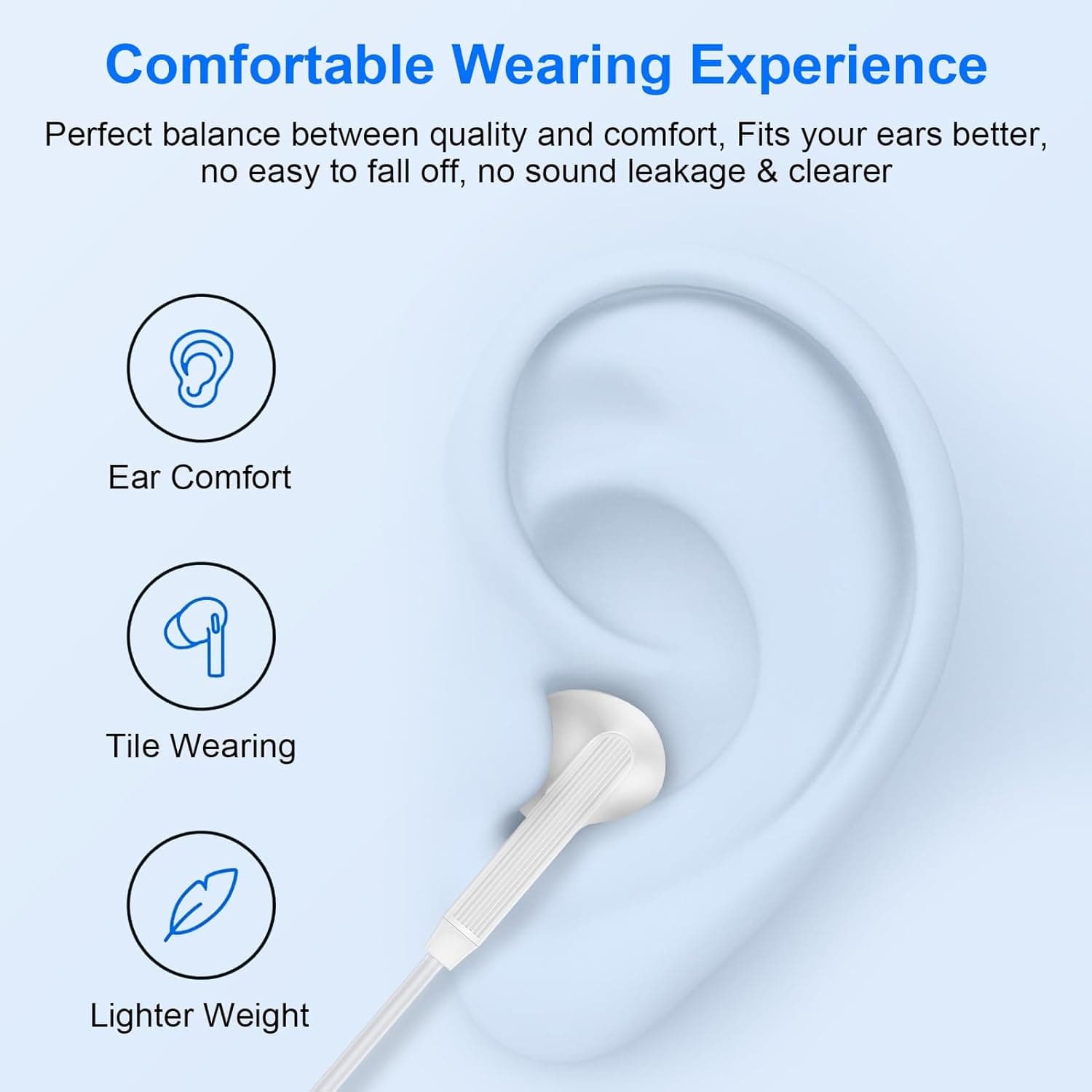 USB C Wired Earbuds Ear Buds for iPhone 17 16 Pro Max 16e 16 Plus 16Pro 15 Pro Max 15 Plus 15Pro 15 USBC in-Ear Headphones Wired Type C iPhone 16 Earbud Earphones Headsets with Microphone for Samsung White - Image 4