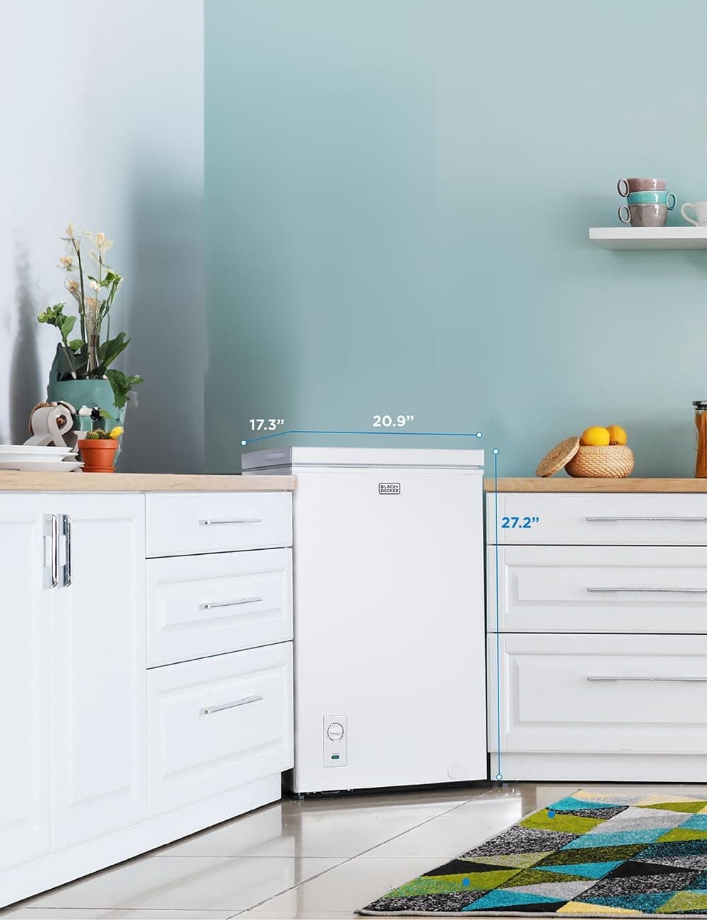 BLACK+DECKER Congelador Compacto de 2.0 Pies Cúbicos, Congelador Profundo que Almacena Hasta 70 Lbs. de Comida Congelada, Canasta de Almacenamiento Removible, Descongelación Manual, Blanco - Image 7