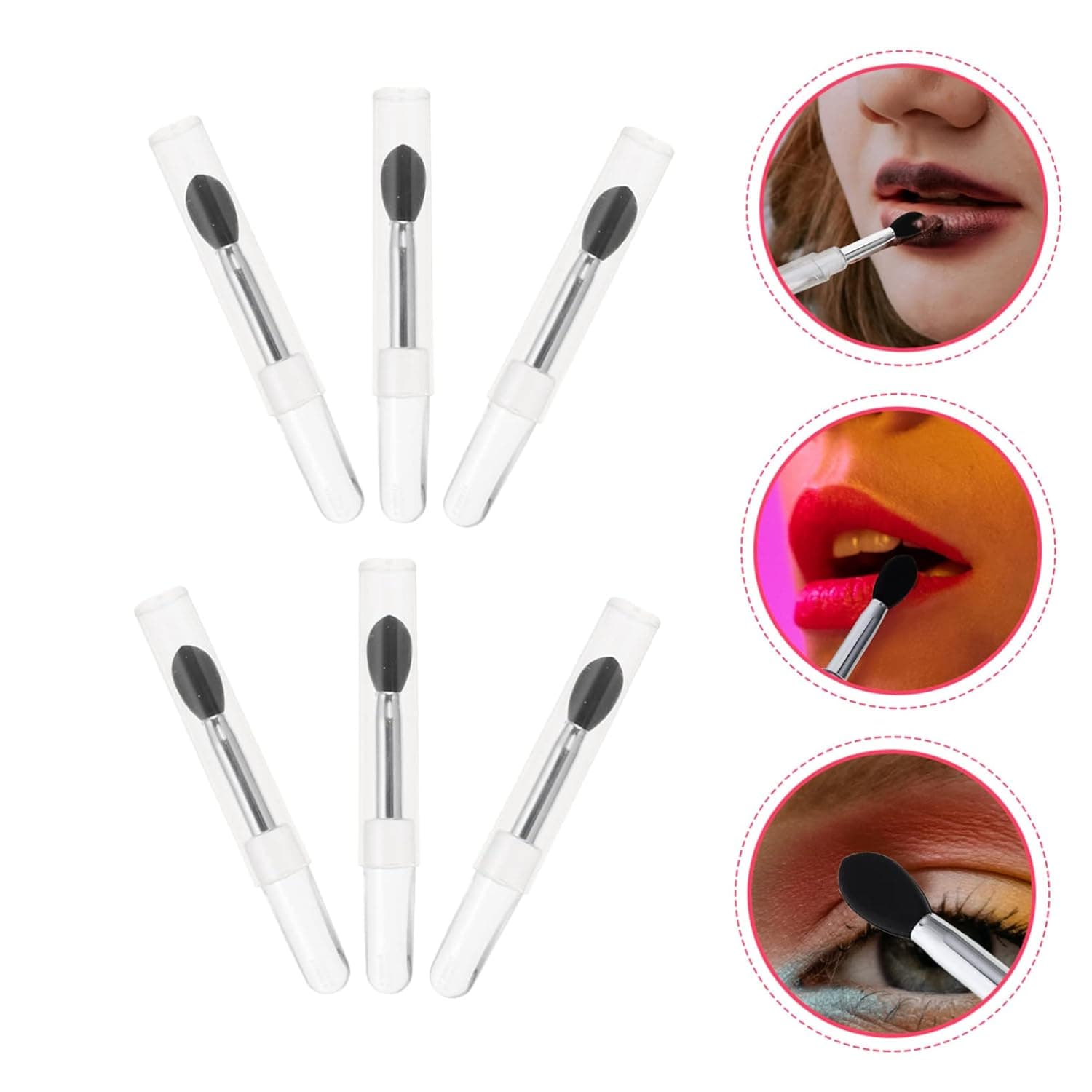 12pcs Silicone Facial Brush Bulk Makeup Brushes for Eyeshadow Non-stick Applicator Sponge 6.5x0.8cmx2pcs Blackx2pcs - Image 9