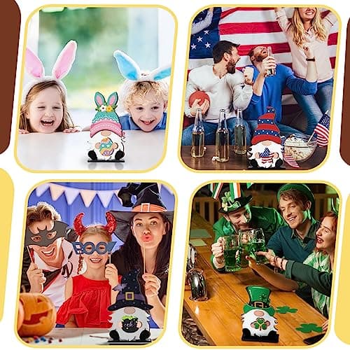 Blulu Interchangeable Wooden Gnome Decor DIY Holiday Seasonal Fall Gnomes Halloween Tiered Tray Decoration with Magnet Pieces Halloween Welcome Sign for Holiday Decorations(Cute) - Image 6