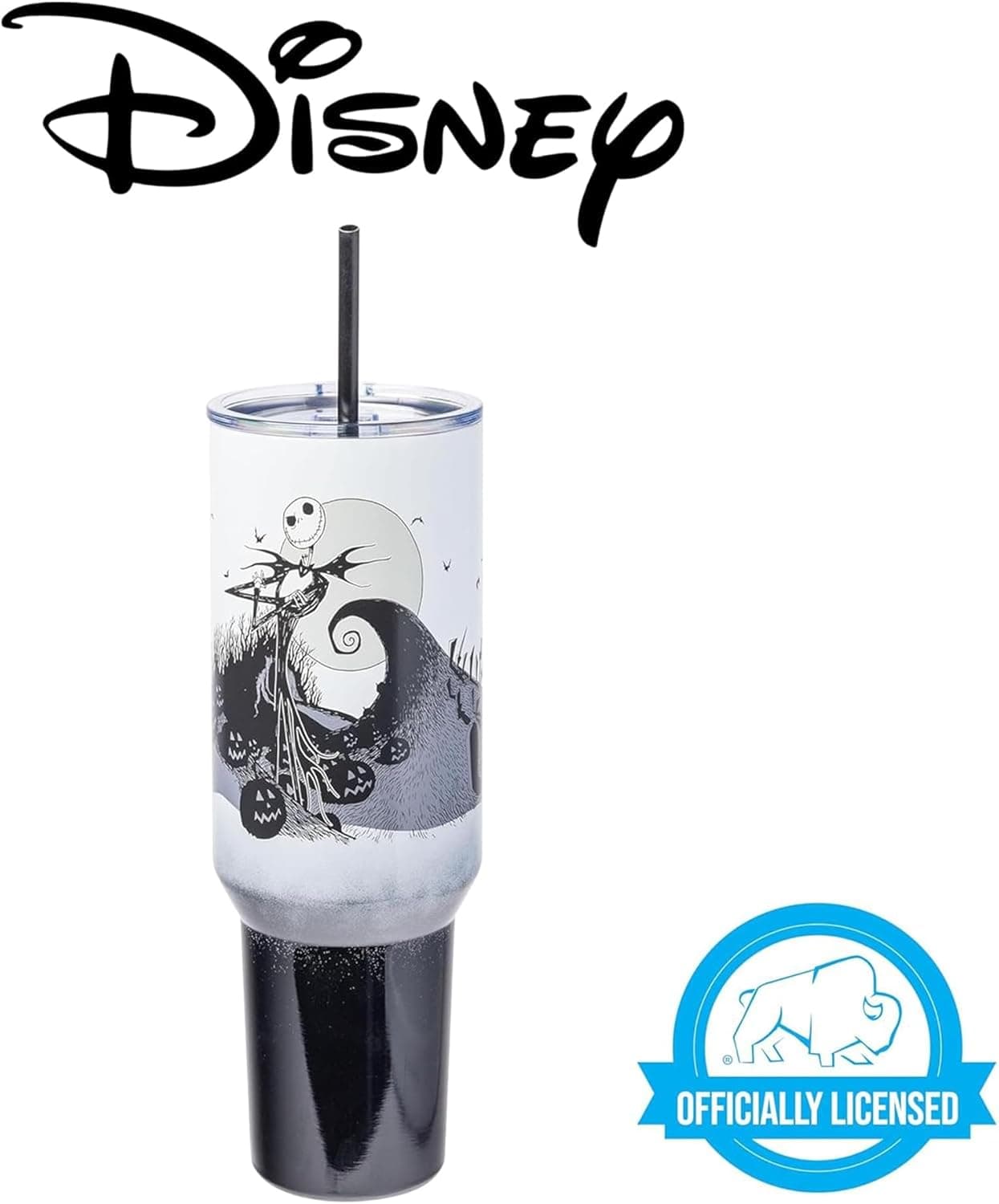 Silver Buffalo Disney Nightmare Before Christmas by Tim Burton Jack Skellington Hill and Moon Stainless Steel Tumbler with Handle and Straw, Fits in Standard Cup Holder, 40 Ounces Nightmare Before Christmas Hill and Moon Scene - Image 8