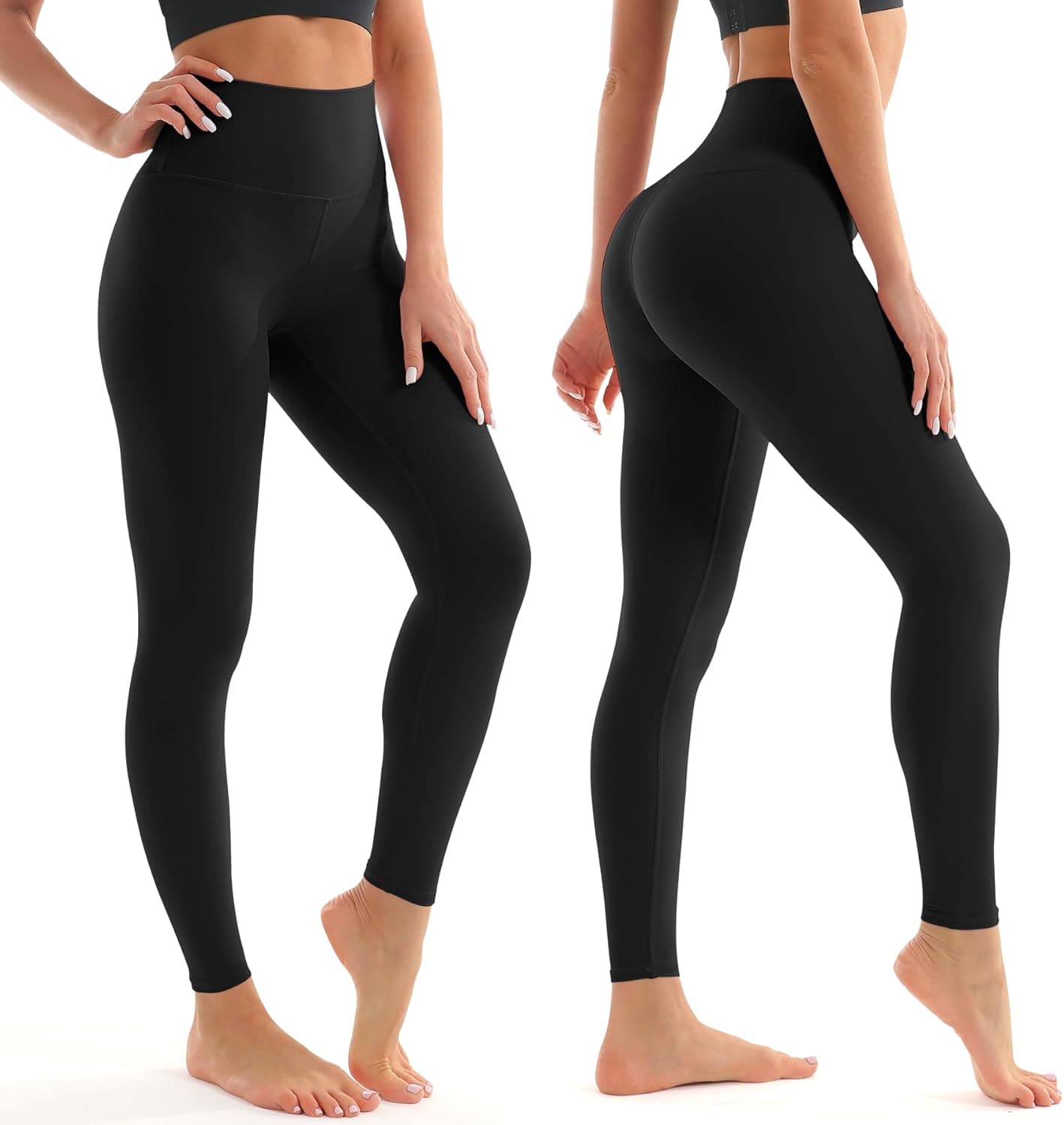 Leggings para sa Kababaihan - Mataas na Baywang na Buong Haba na Buttery Soft Yoga Pants para sa Workout Athletic Daily 01-black Small-Medium - Image 3