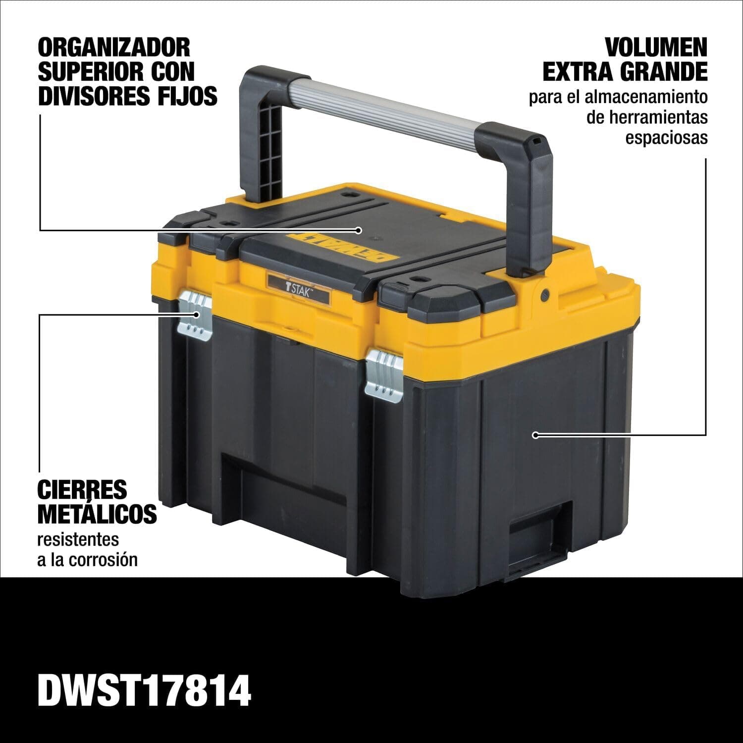 DEWALT TSTAK Tool Box, Deep, Long Handle, Extra Large Design, Fixed Divider for Tool Organization, Water and Debris Resistant (DWST17814) - Image 6