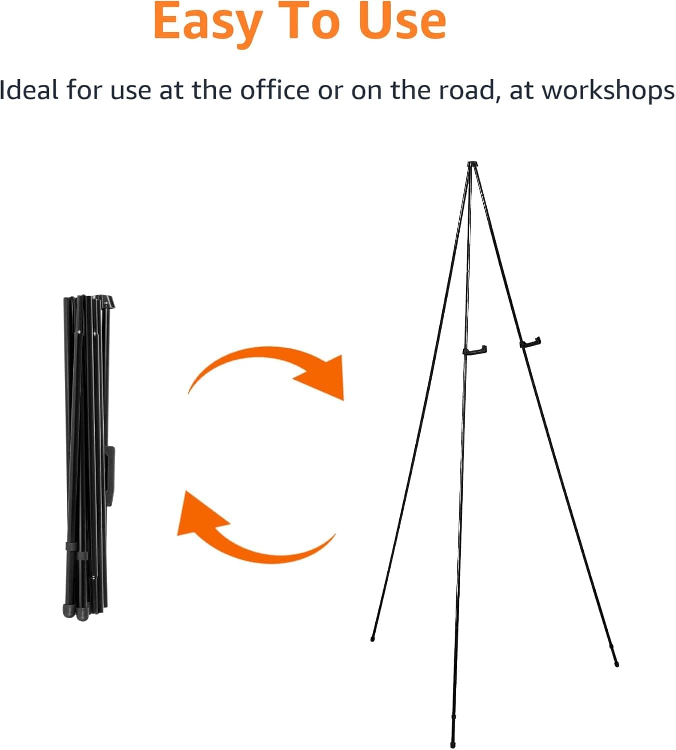 Amazon Basics Easel Display Stand, Instant Floor Poster, Lightweight, Collapsible and Portable with Tripod Base, Black Steel (supports 5 pounds) - Image 3