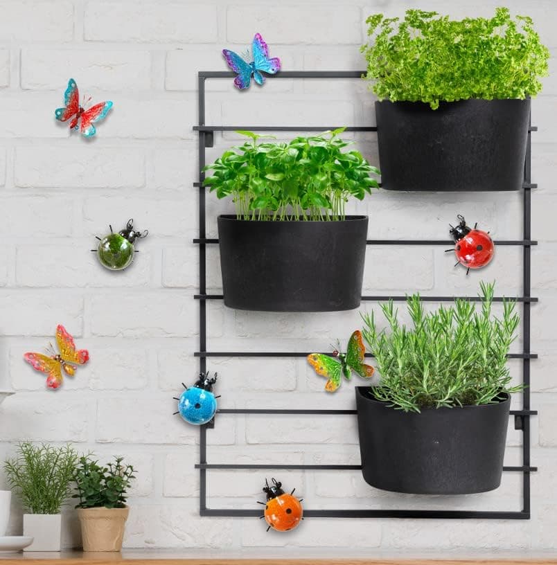 GIFTME 5 Metal Garden Wall Art Decorative Set of 4 Cute Ladybugs Outdoor Wall Sculptures Multicolor - Image 4