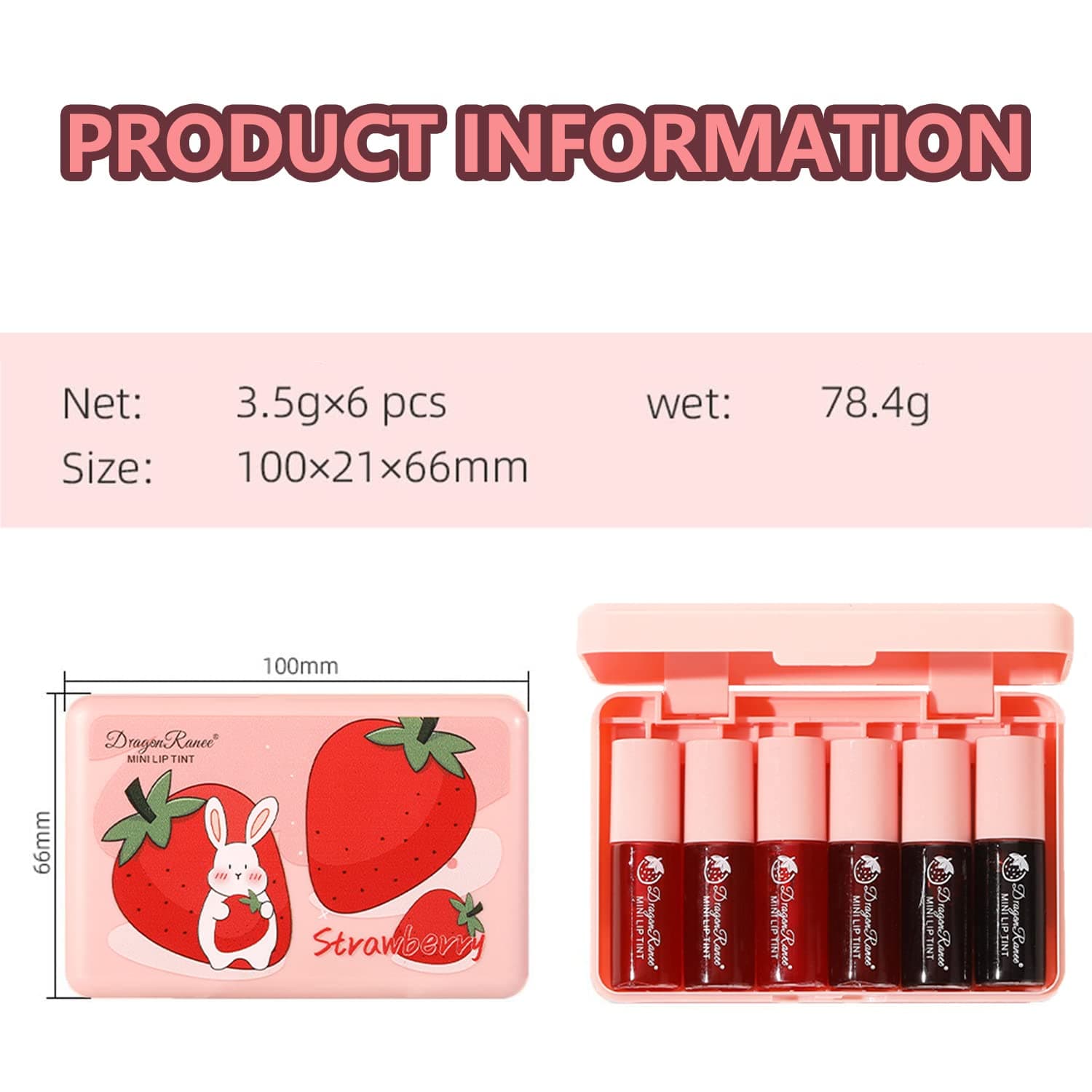 Eakroo 6 Colors Lip Tint Stain Mini Liquid Lipstick, Lip Gloss for Women, Blush for Cheeks, Lip Stain Long Lasting Waterproof, Lip Makeup, Cute Stuff, Non-Stick Cup, High Pigment, Vivid Color Strawberry - Image 8